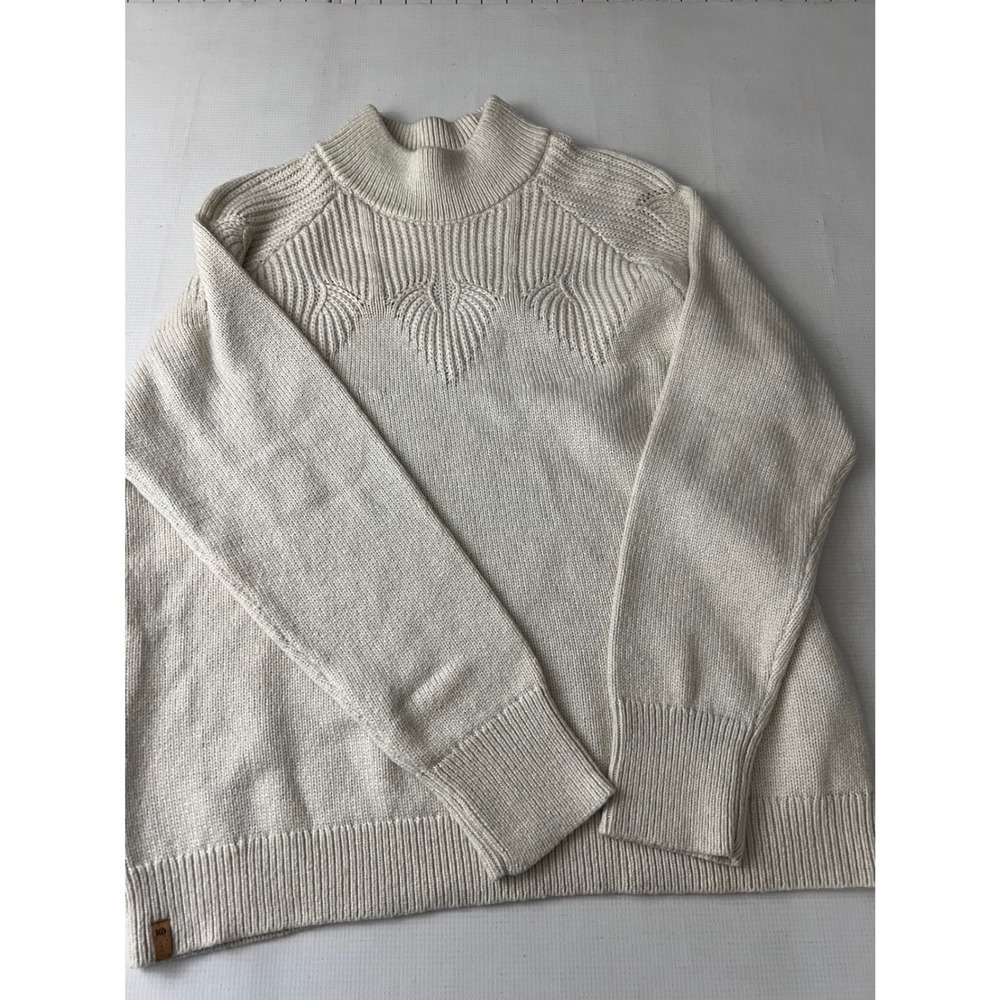 Tentree Highline Pointelle Sweater Women XL Mock Neck Wool‎ Blend - Picture 3 of 10